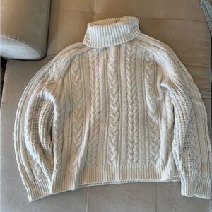Abercrombie & Fitch Cream Cable Knit Turtleneck Sweater